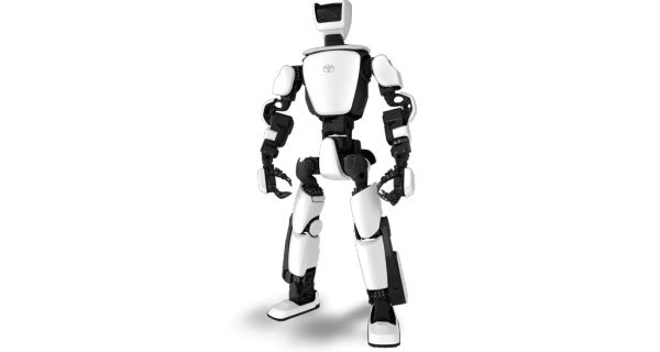 A humanoid robot from Toyota called T-HR3 with white body panels and black moving joints.